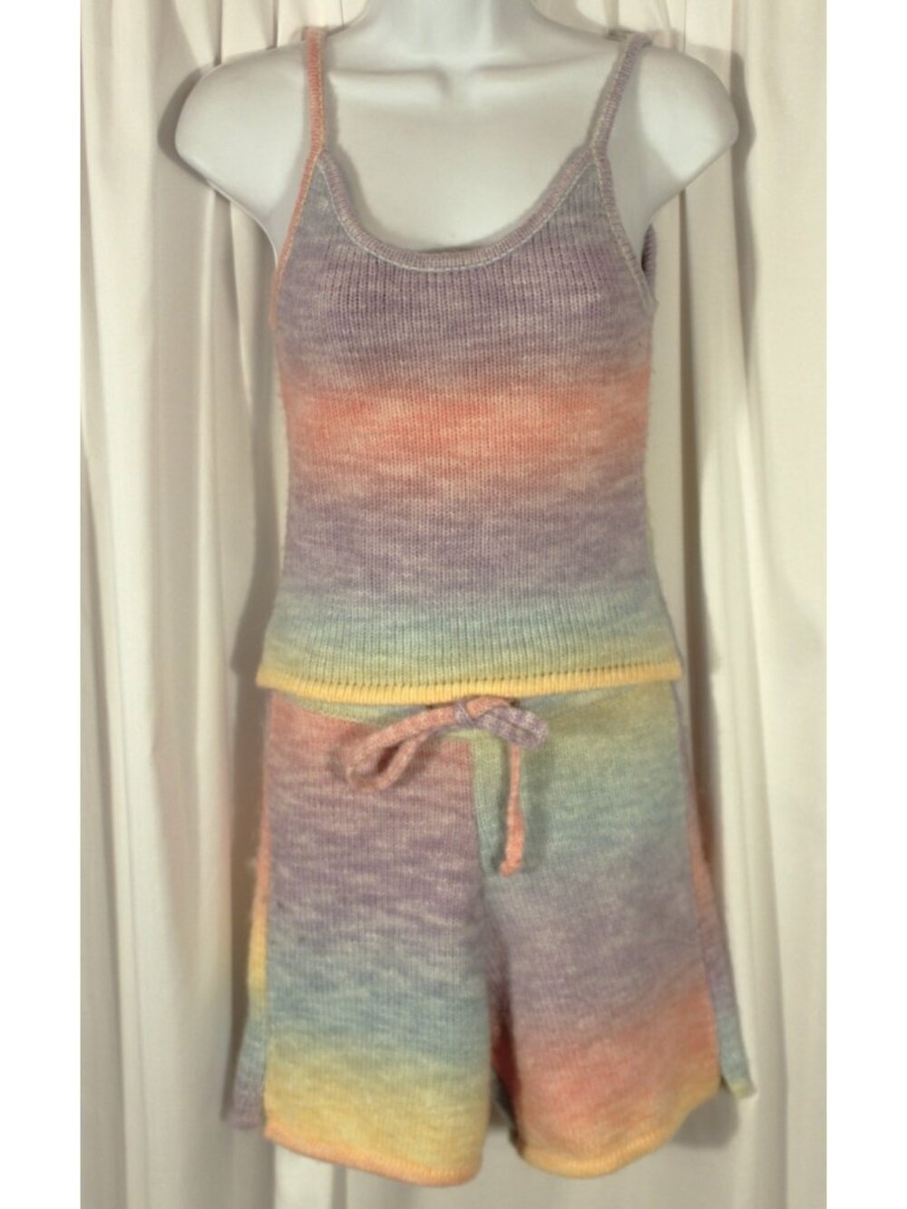 Frankies Bikinis S Burl Knit Sweat Short Courtney Knit Scoop Tank Cotton Candy